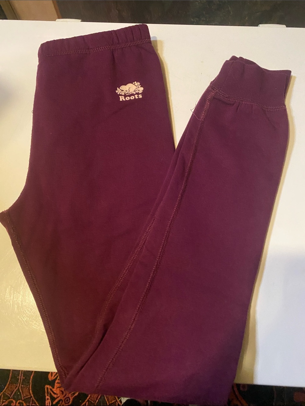 Roots Kids Deep Plum Leggings with Logo